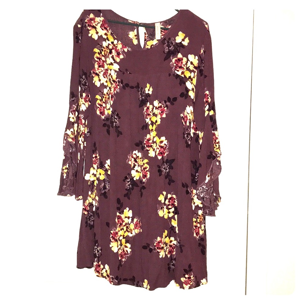 Long Sleeve, Floral Mini Dress